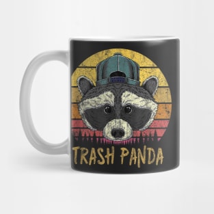 Raccoon Trash Panda Retro Sunset Funny Vintage Graphic Print T-Shirt Mug